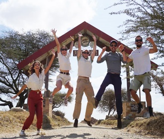 Volunteers enjoying the safari experience in Tanzania